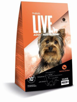ProBiotic LIVE Adult MINI Laks & Ris. Hundefoder til voksne. 7,5 kg